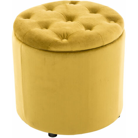 Elegante pouf contenitore in velluto con coperchio trapuntato vari colori  colore : Marrone