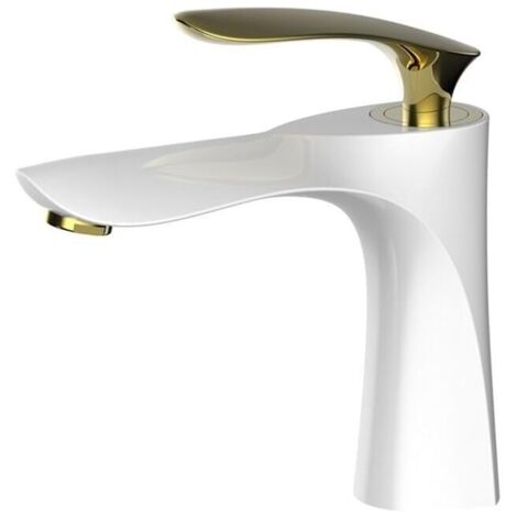 Elegante rubinetto per lavabo da bagno, miscelatore acqua calda e fredda, finitura platino, ottone, per WC, rubinetto acqua, oro (colore: platino corto)