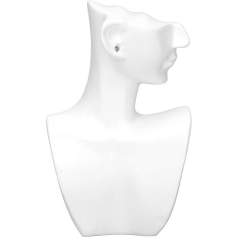 Elegante Schmuckbüste aus Kunstharz, Ständer für Halsketten und Ohrringe, weiß