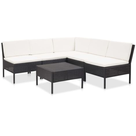 Elegante set da esterni divano ad L modulabile con cuscini e tavolo vari colori colore : Nero