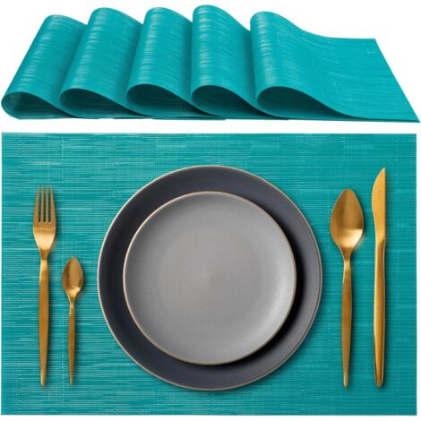 Elegante set di stoviglie da 45 x 30 cm, ideale per cena, pranzo e colazione - 6 pezzi - Lavabile, resistente al calore, antiscivolo e antimacchia, adatto per cucina e sala da pranzo - Blu