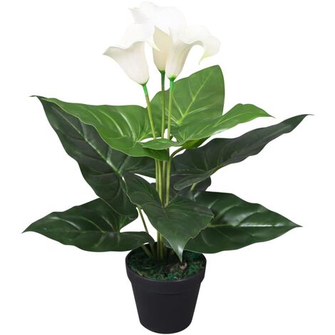 PIANTA CALLA FINTA COLORATA 21X7.5CM VASO DECORAZIONE FIORI SCRIVANIA