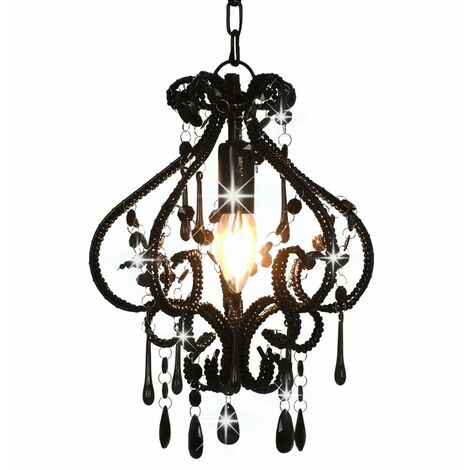 Elegante-Stile Lampadario con Perle Nero Rotondo E14 1,22 Kg,per Salone/Giardino 459