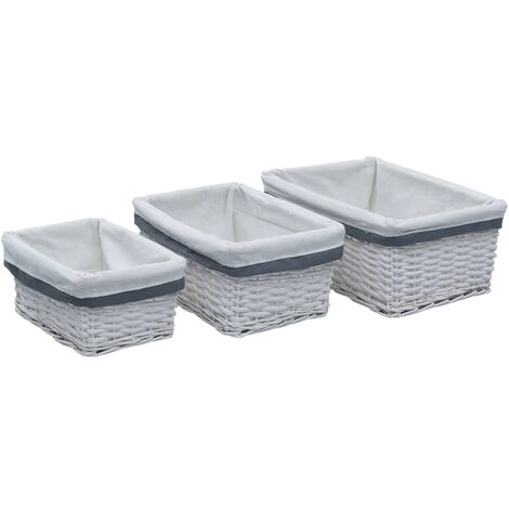 Set ceste portabiancheria grigio portapanni pz 3 rettangolari