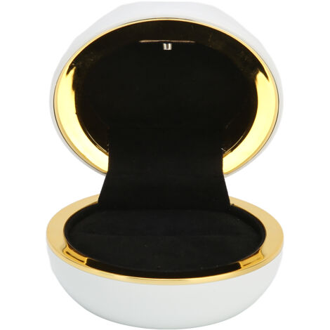 Elegante und edle Ringbox mit LED-Beleuchtung, ideal zur Präsentation von Schmuck bei einem Heiratsantrag oder einer Verlobung (weiß).