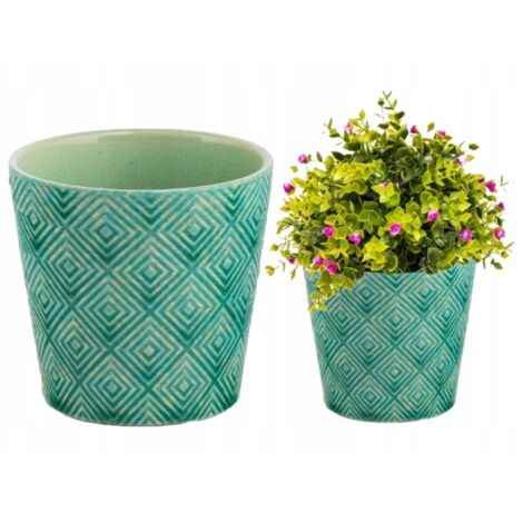Elegante vaso da fiori in ceramica verde 13,5 x 13 cm