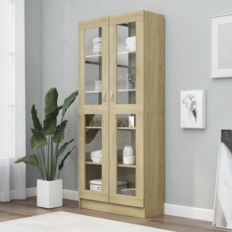 elegante vetrina ideale per il salotto con 2 ante 82x30x186cm vari colori colore: Rovere