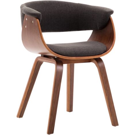 Elegante y atemporal silla de comedor de diseño en madera curvada y tela gris CDS020033