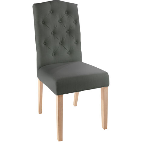Eleganter Armlehnen Stuhl CASTLE beige mit Chesterfield Steppung im Landhausstil Esszimmerstuhl Essstuhl Konferenzstuhl beige