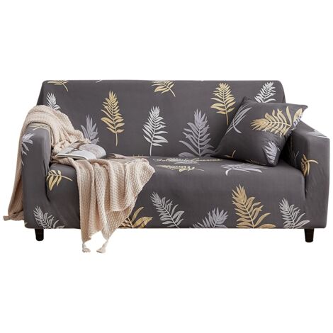 Eleganter, elastischer Sofabezug mit Blattmuster, Sofaschutz für 2-Sitzer