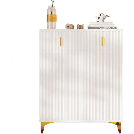 Eleganter Sideboard/Schuhschrank mit Strukturplatten, verstellbaren Einlegeböden und Goldverzierungen, mit Schubladen
