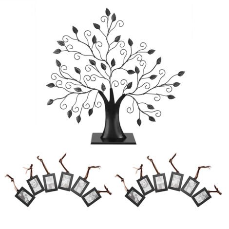 Eleganter, wandmontierter Fotobaum mit Hängerahmen für stilvolle Familiendekoration