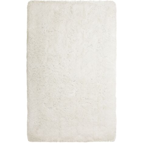 Eleganter weißer Teppich aus Polyester Hochflor 140 x 200 cm Cide - Weiß