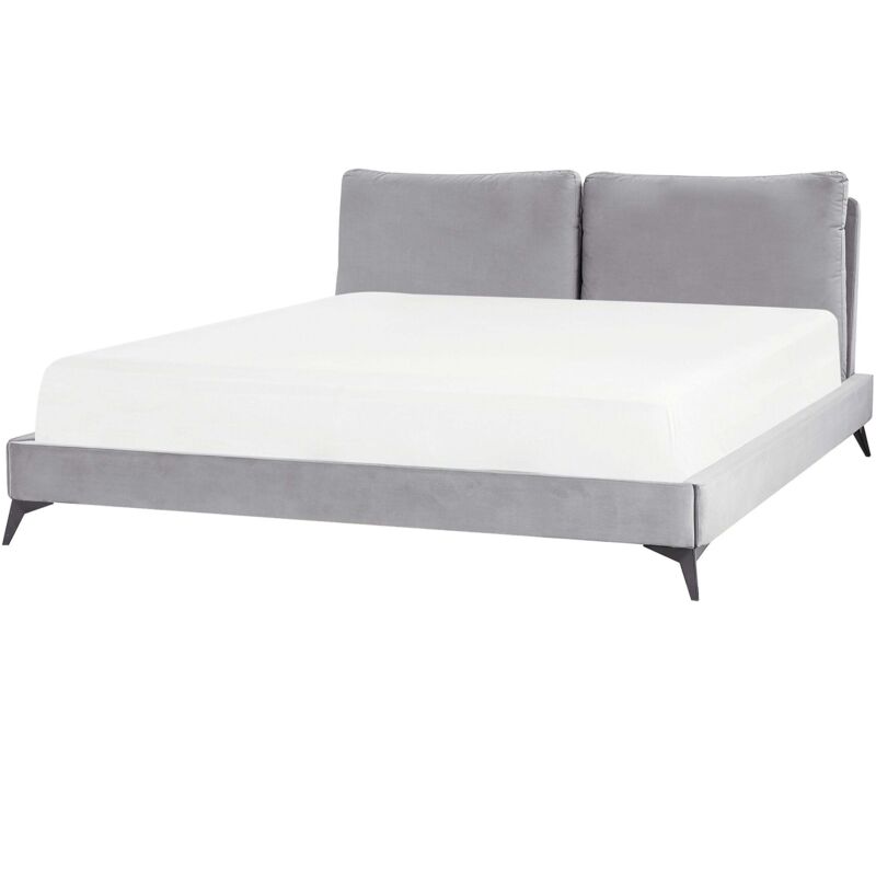 Beliani Polsterbet Grau 180 X 200 Cm Saus Amtstoff Mit Lattenrost Elegant Modernes Design