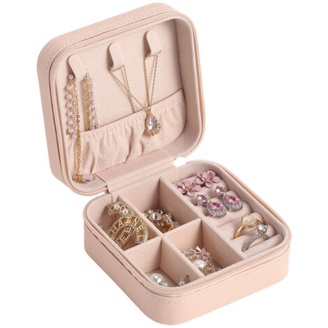 Elegantes Reise-Schmuckkästchen, großes Fassungsvermögen, kratzfest, tragbare Aufbewahrungsbox für Outdoor-Aktivitäten, rot, 10 x 10 x 5 cm
