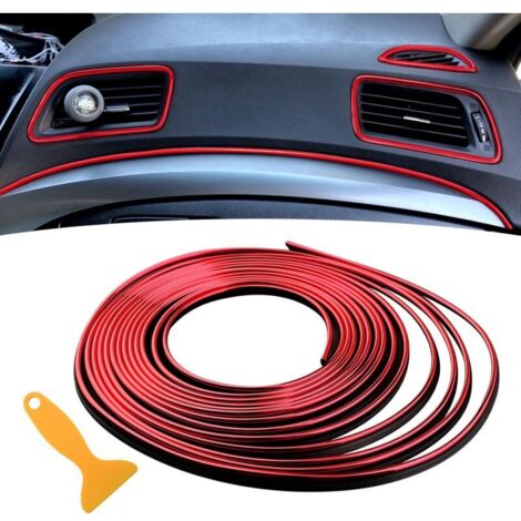 Eleganti accessori rossi per interni auto per donne e uomini: strisce decorative universali per interni auto, in divertenti forme lineari, per bocchette di ventilazione e