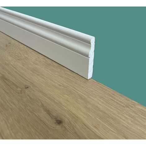 Eleganti Battiscopa - zoccolini in Legno Massello Stile Ducale - 60x10mm Laccato Bianco (prezzo al metro)