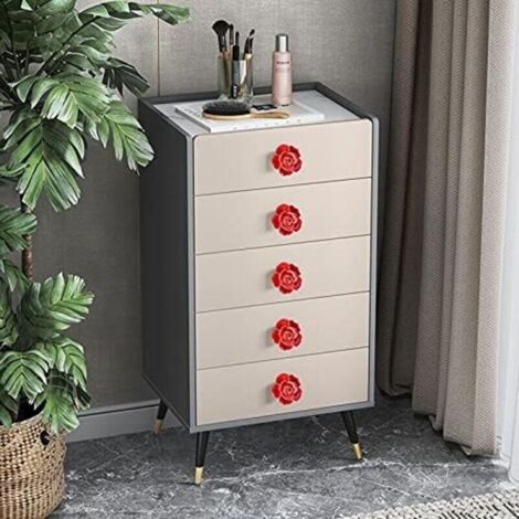 eleganti pomelli in ceramica a forma di rosa rossa per mobili, cassetti e armadi.