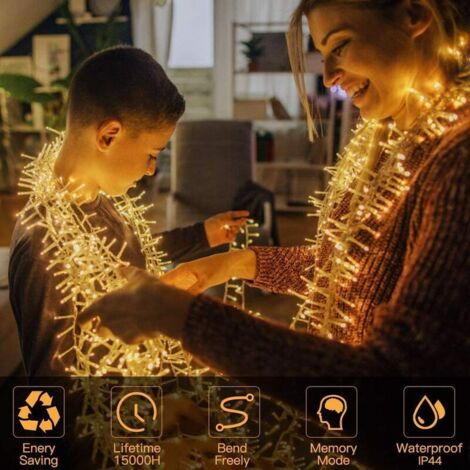 Elegear 50 m Lichterkette mit 1000 warmweißen LEDs für den Außenbereich, Schutzart IP44, 8 Beleuchtungsmodi, Weihnachtsbeleuchtung für die Innen- und Außendekoration, perfekt für Partys, Abende und Ho
