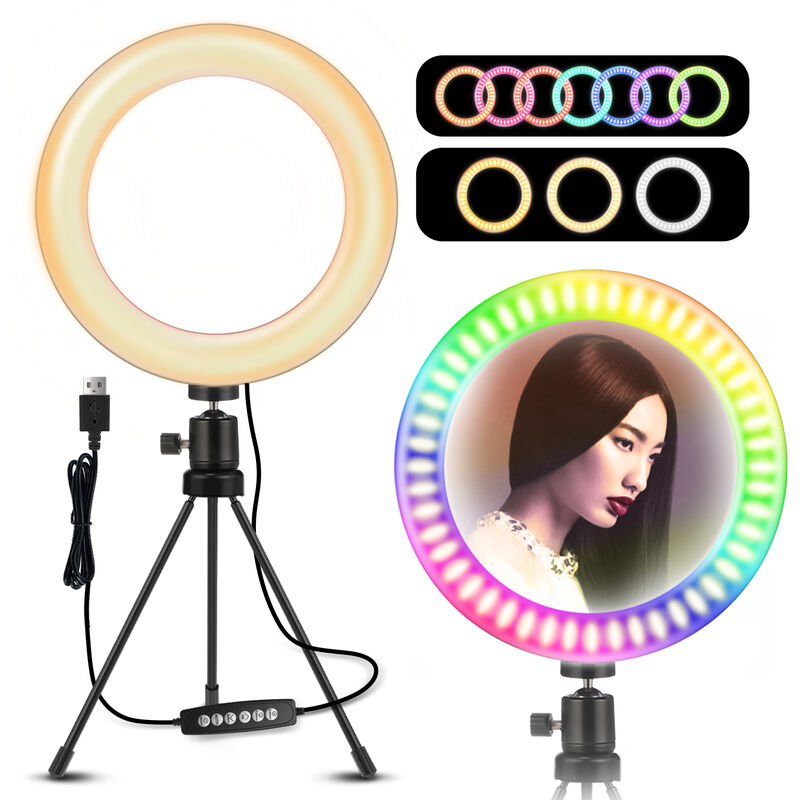 Image of Maerex - elegiant EGL-03 led Ring Light con treppiede 3 modalità Designer Ring Light Selfie Light 8'' Treppiede per streaming