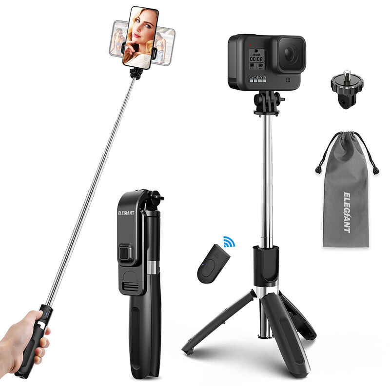 Image of Drillpro - Selfie Stick Treppiede Alluminio Leggero All in One Bastone Selfie Estensibile Bluetooth con Telecomando