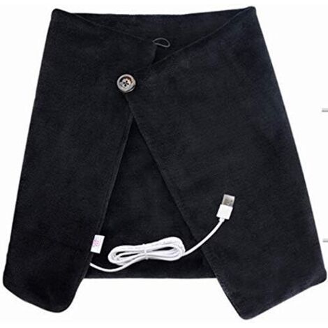Elektrisch beheizter Schal, beheizte Decke, atmungsaktives Kissen, USB-beheizter Schal, Unisex, zur Schmerzlinderung, Schulter, Knie, Bauch, Schwarz