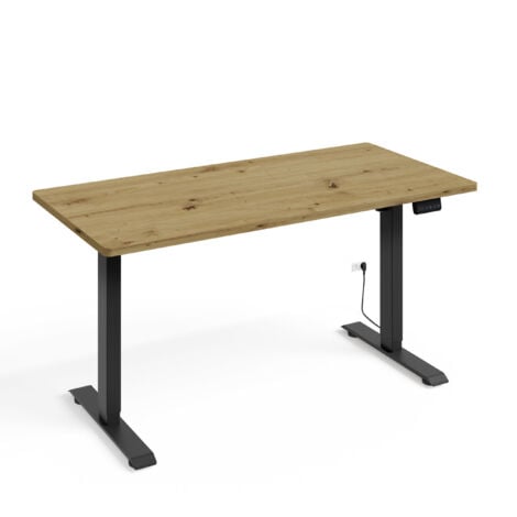 BIM FURNITURE Elektrisch höhenverstellbarer Schreibtisch 140x70 schwarz/Artisan Eiche