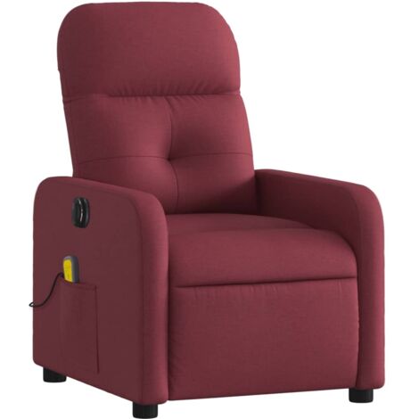 Elektrisch verstellbarer Massagesessel Bordeaux Rot Stoff