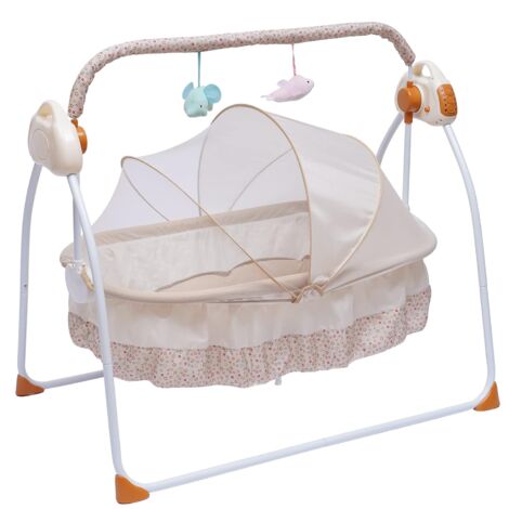 Elektrische Babywiege, Babyschaukel, automatische Babyschaukel, Babywiege, Schaukelstuhl mit MP3-Musikwiedergabefunktion, elektrische Babywiege für Babys von 0 bis 18 Monaten (khaki)