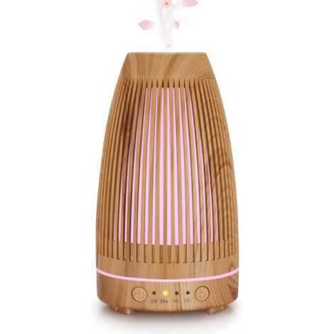 Elektrische Diffusoren für ätherische Öle, Ultraschall-Luftbefeuchter, elektrischer Aromatherapie-Diffusor, 7 Farben, LED-Leuchten für Zuhause, Yoga, Büro, Spa, Schlafzimmer – Holz