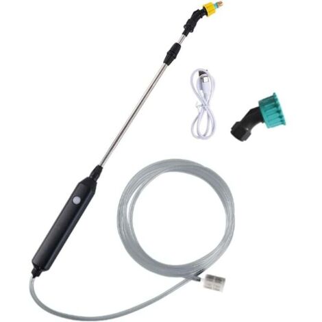 Elektrische Gartenspritze, Dachspritze, elektrische Spritze, Teleskop-Spritzgerät mit 2 Düsen und 3 m Schlauch, USB-aufladbar, für die Rasenbewässerung