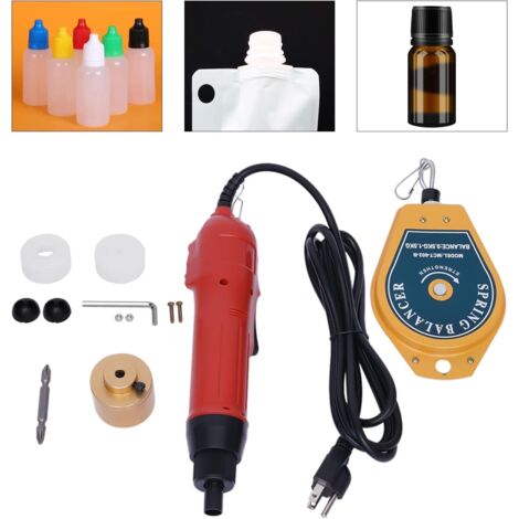 Elektrische Handverschließmaschine für Flaschen, Schraubverschließmaschine für Flaschen, Elektrische Schraubverschließmaschine 30 mm (schwarz+rot, 9,25 x 1,65 Zoll)