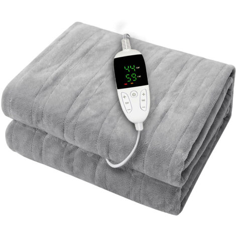 Elektrische Heizdecke, 150 x 180 Temperatur, Fernbedienung, doppelseitige Flanell-Doppel-Heizdecke, Sofa, Freizeit, Flanelldecke, maschinenwaschbar, Grau
