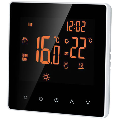 Elektrische Heizungsthermostat 16A Umfang Programmierung Touchscreen Orange Hintergrundbeleuchtung Weiße Taste