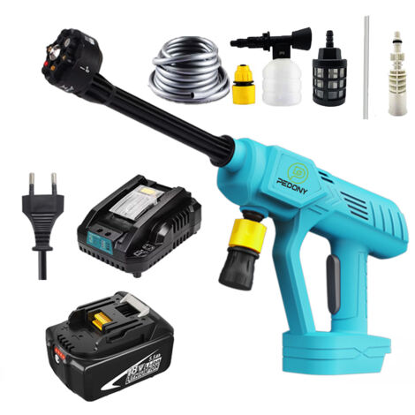 Elektrische Hochdruckreinigungsmaschine, Akku-Druckkreismaschine, tragbares Hochspannungs-Auto-Hochspannungsstab,+1 5.5A battery+fast charger, kompatibel mit Makita-Batterien