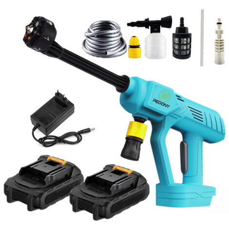 Elektrische Hochdruckreinigungsmaschine, Akku-Kreismaschine, tragbare Hochspannungs-Auto-Hochspannungsstange,+2x 3.0A battery+charger, kompatibel mit Makita-Batterien