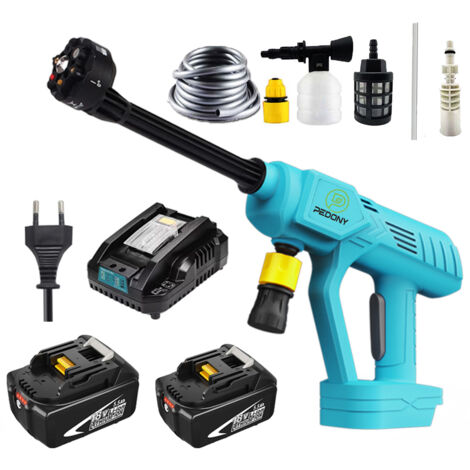 Elektrische Hochdruckreinigungsmaschine, drahtlose Druckkreismaschine, tragbare Hochspannungs-Auto-Hochspannungsstab,+2 5.5A batteries+schnelles Ladegerät, kompatibel mit Makita-Batterien