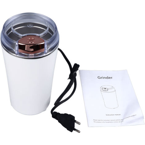 Elektrische Kaffeemühle (200 W) mit 6 Mahlwerken, weiß, für präzises Mahlen von Kaffeebohnen, Gewürzen und Kräutern, mit Touch-Bedienung und 220-V-EU-Stecker