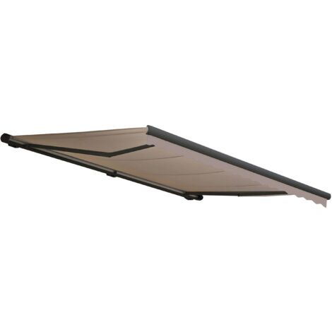 Elektrische Kassetten-Markise HHG-299, Vollkassette Volant 4x3m Polyester Sand, anthrazit