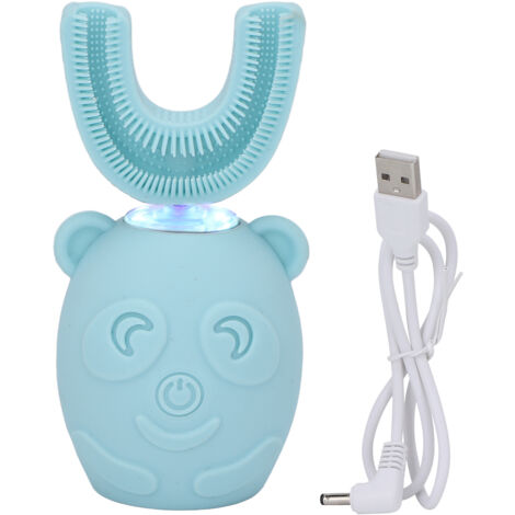 Elektrische Kinderzahnbürste, wasserdicht (IPX7), im Cartoon-Design und mit 360°-U-förmiger Reinigung