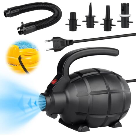 Elektrische Luftpumpe für Boote, 2-in-1 elektrischer Luftpumpen-Deflator, 600 W elektrische Luftmatratzenpumpe mit 4 Düsen für Schwimmring, Schlauchboote, Kissen, Sofa, Boot