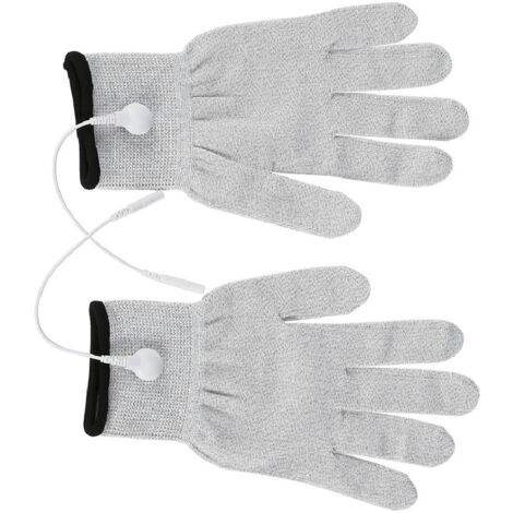 Elektrische Massagehandschuhe mit Elektroden und Kabeln für die Therapie (Größe L)