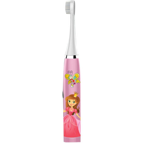 Elektrische Schallzahnbürste für Kinder – 3 Bürstenköpfe inklusive – Rosa Prinzessinnen-Design