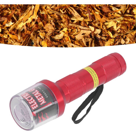 Elektrische Tabak- und Kräutermühle, fackelförmig, Aluminium, fein gemahlen, rot, 145 mm, 105 g