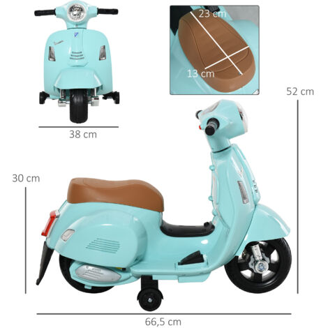 Elektrische Vespa für Kinder von 1-3 Jahren mit LED-Lichtern und Soundeffekten, grünes Spielzeugmotorrad für Jungen und Mädchen