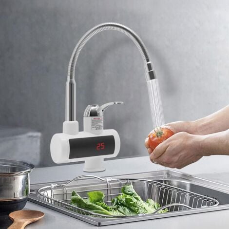 GOJOY Elektrische Wasserhahn mit Durchlauferhitzer 220v für Küche, Garten, Bad, Wohwagen, Camping, Smart Heater, Armatur mit Sofortiger Warmwasserbereiter, Warmwasserhahn, Küchenarmatur, Wasserboiler