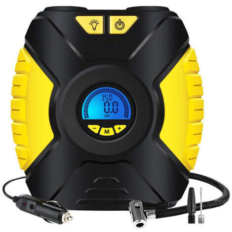 Elektrischer 12-V-Luftkompressor – Maximaler Druck 100 psi – Digitalanzeige – 3 Ventiladapter – Integrierte LED-Leuchte