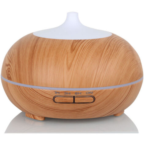 Elektrischer 300-ml-Diffusor für ätherische Öle, Ultraschall-Luftbefeuchter mit automatischer Abschaltung, 7 Farblichtmodi und 3 Timer-Einstellungen, für Büro, Schlafzimmer, Yoga, helle Holzoptik