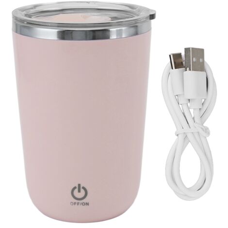 Elektrischer 350-ml-USB-Mixbecher, auslaufsicher, selbstbrühender Becher für Kaffee, rosa