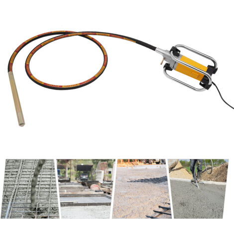 Elektrischer Betonr체ttler 2000 W, Betonr체ttelger채t, tragbarer Betonr체ttler mit 4 m R체ttelstange, Farbe gelb.